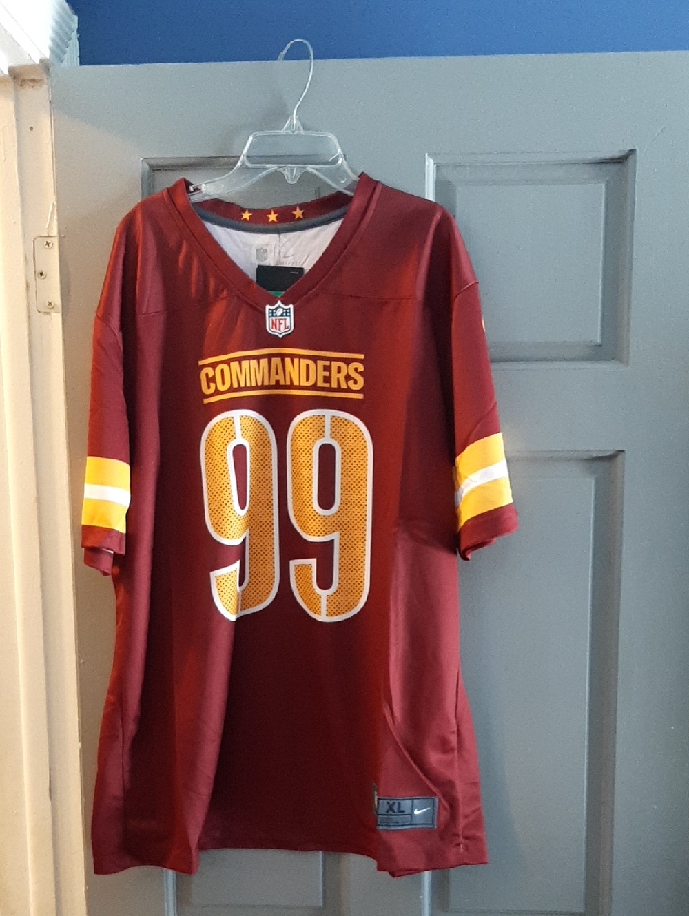 NFL Burgundy Commanders Mens #99 Young Nike Football Jersey with Gold Accents